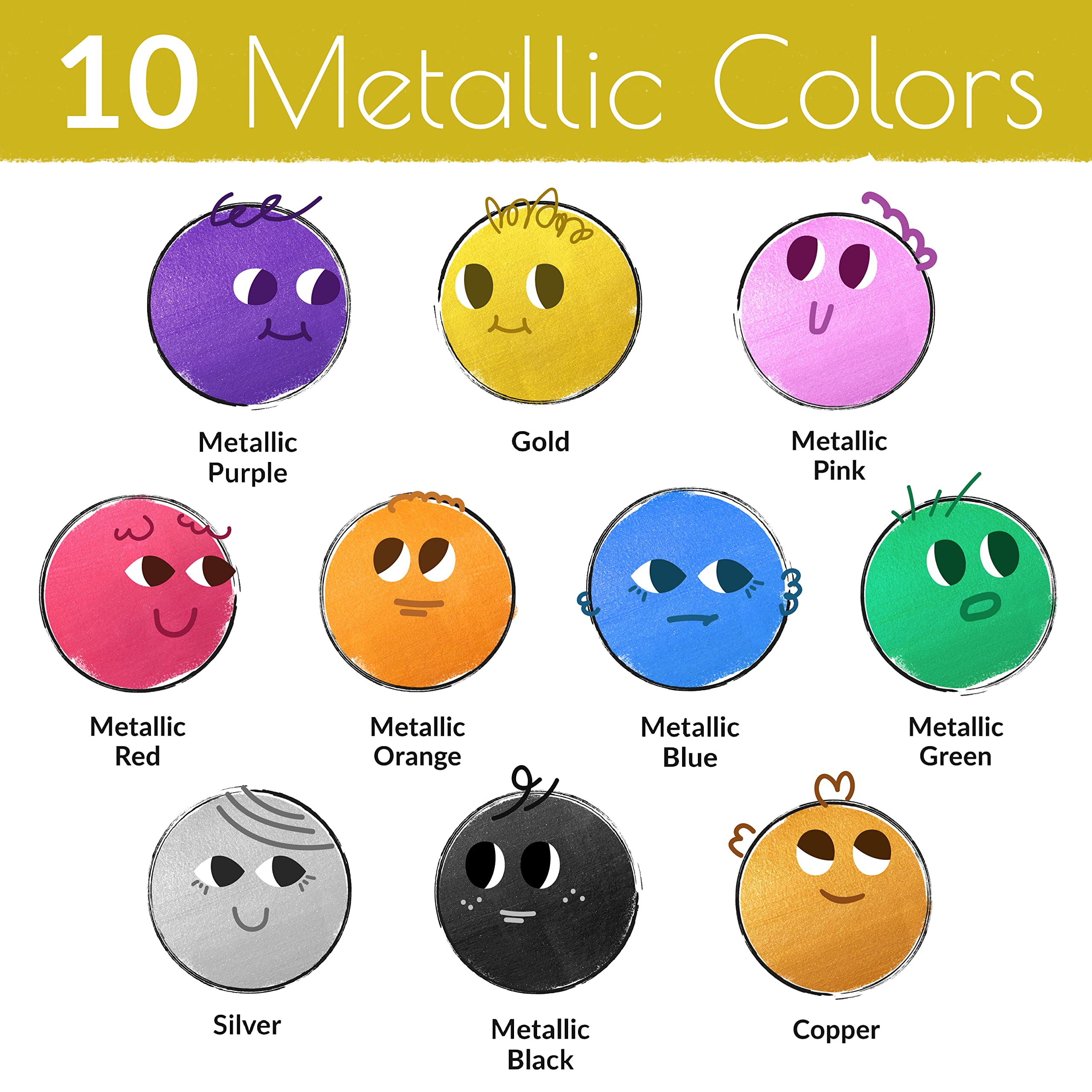 Funcils Metallic Liquid Chalk Pens for Chalkboard Signs Blackboard, Window, Labels, Bistro, Glass, Car (10 Pack, 3mm) - Image 2
