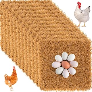 Zhengmy 12-Pack Chicken Nesting Pads 12x12 Inch Washable Synthetic Turf Mats for Coop - Brown, Self-Draining Bedding