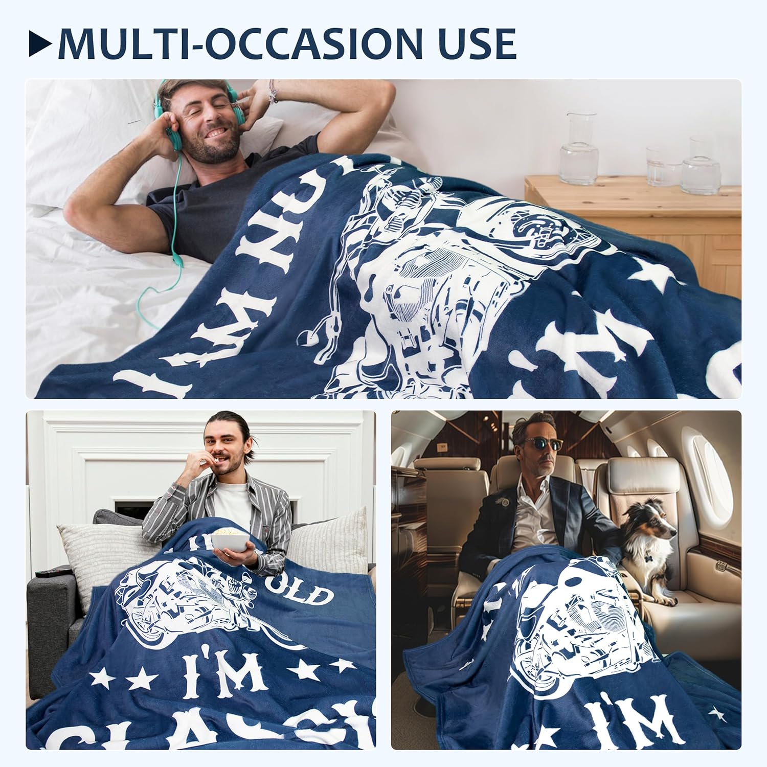 Funny Gift for Old Men, Birthday Gift for Elderly Men, Dad Birthday Gifts, Retirement Dad Blanket, Gag Valentines Day Gifts Ideas for Husband/Grandpa, I'm Not Old I'm Classic Throw Blanket 60"X50" - Image 6