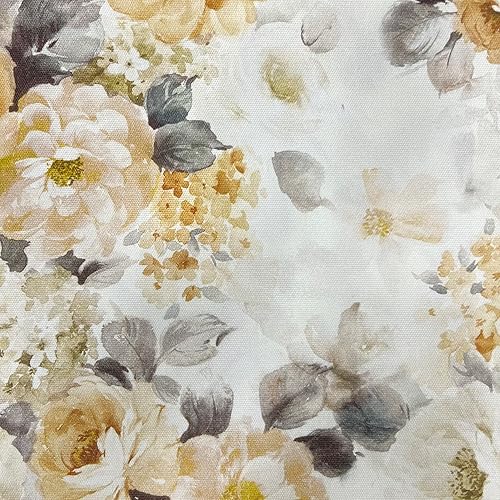 Miniatura 1 de Decora Furnishings Floral Design 100 algodón orgánico para tapicería y tratamientos de ventanas ancho 54 pulgadas tela por yarda oro amarillento