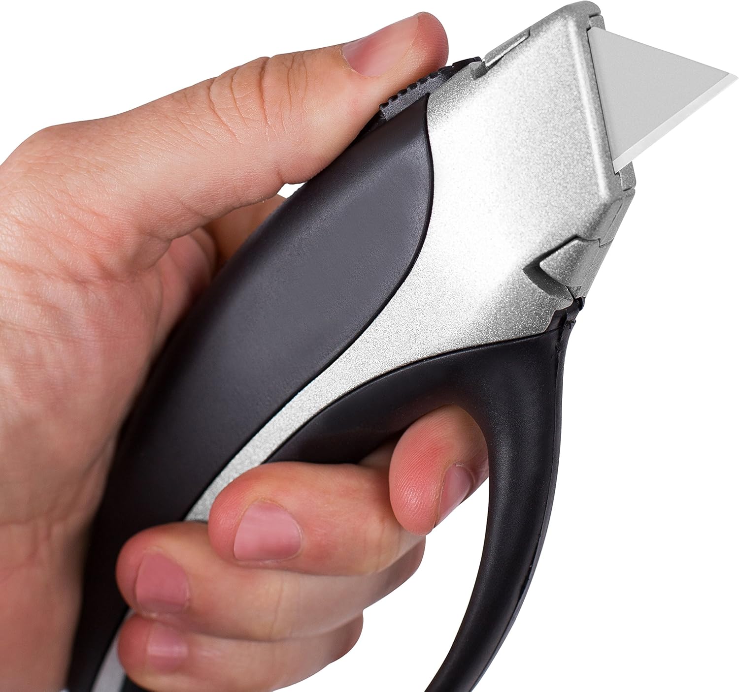 Internet's Best Ergonomic Utility Knife with Non Slip Feature - Retractable Razor Knife Set - Box Cutter Locking Razor Knife - Storage Pouch Extra Blade Refills - Easy Change - - 