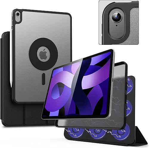 Funda magnética para iPad Air de 5 generación 2022iPad Air 4 2020, funda magnética de doble capa con múltiples ángulos y soporte de carga de lápiz,