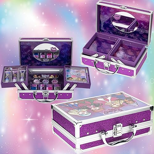 Miniatura 7 de Townley Girl Bratz Train Case - Juego de maquillaje cosmético que incluye brillo de labios, brillo de ojos, pincel, esmalte de uñas, accesorios y
