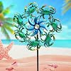 39 Crab Wind Spinners Metal Windmill Garden Stake,Ocean Theme Outdoor Wind Spinner,Wind Sculptures Yard Art Decorations for Patio,Lawn & Garden Decor