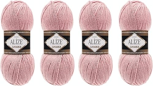 Miniatura 4 de Alize Lanagold - Hilo para tejer, lana para tejer, mezcla de hilo para tejer a mano, cálido, suave, natural, grueso, tejido a mano, lote de 4