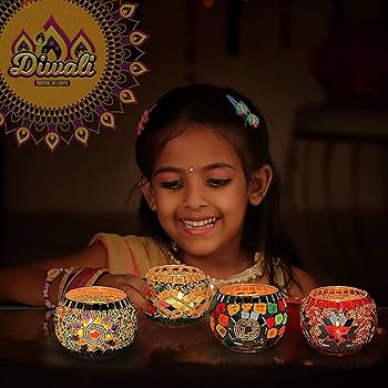 Amazon.co.jp: SHMILMH ガラスキャンドルホルダー 4個セット ディワリ