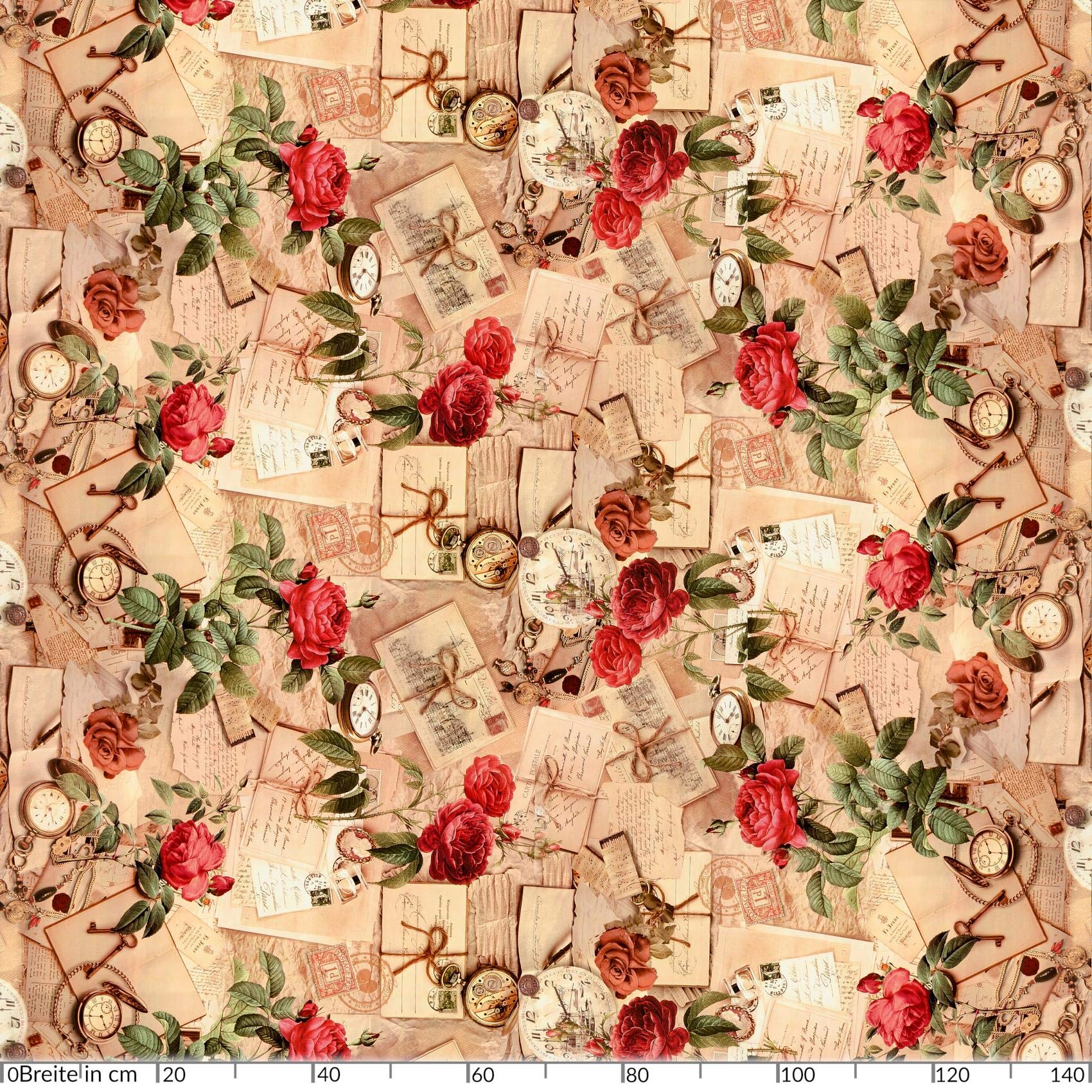 ANRO Tischdecke Wachstischdecke Wachstuch Wachstuchtischdecke Landhaus Rosen Briefe 260x140cm eingefasst abwaschbar wasserabweisend Gartentischdecke Meterware pflegeleicht Lotuseffekt