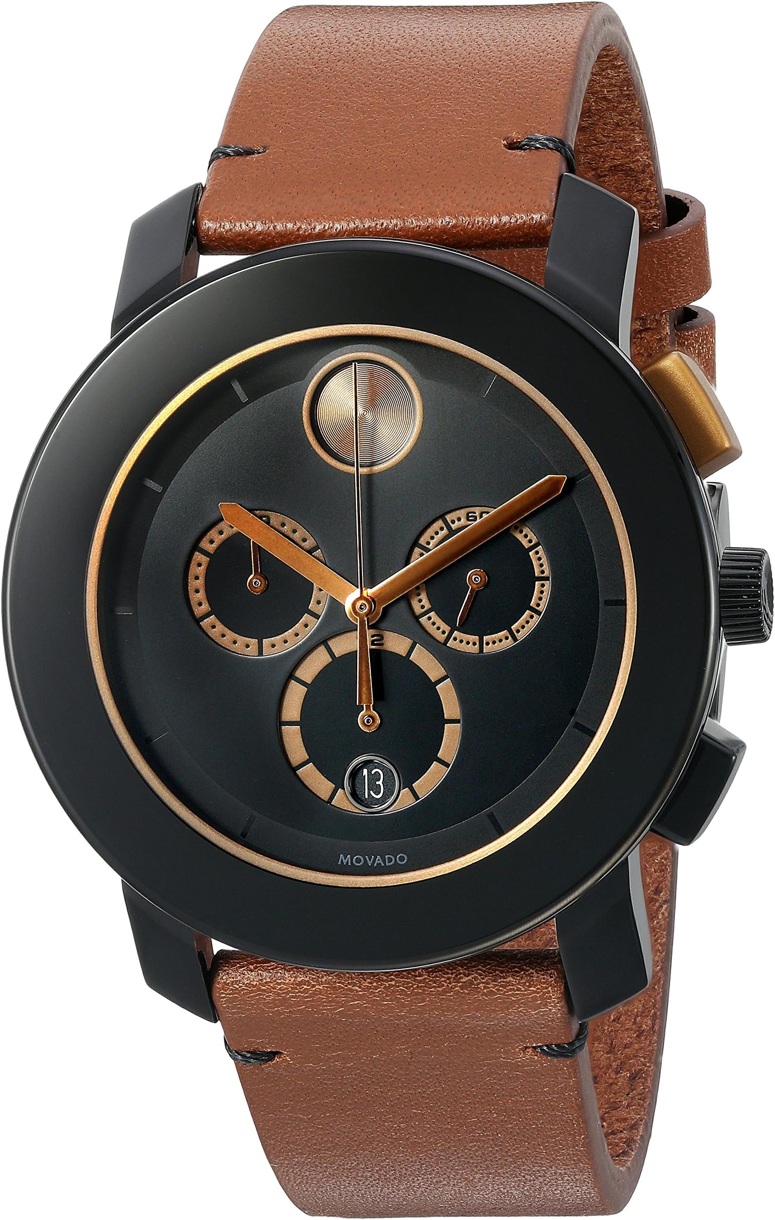 Movado Men's Swiss Quartz Stainless Steel and Leather Watch, Color: Brown (Model: 3600348)