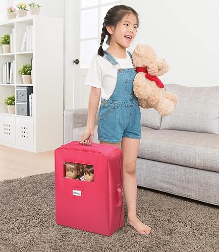 Miniatura 7 de Badger Basket Muñeca De Juguete Doble Estuche De Viaje Con Cama De Litera Pop-up Con Ropa De Cama Para Muñecas De 18 Pulgadas - Rosa