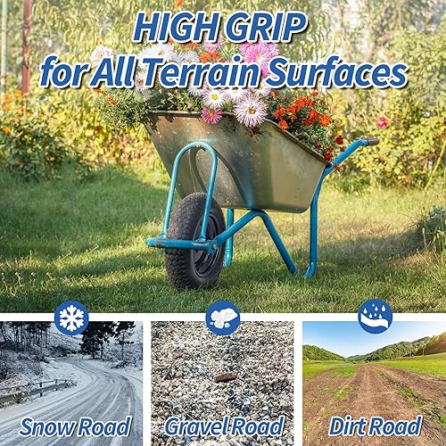 Miniatura 6 de Neumático de carretilla de 14.5 pulgadas, apto para 4.00/4.80-8, neumático sólido sin planos de 3.50-8 pulgadas y rueda con orificio de eje de 5/8