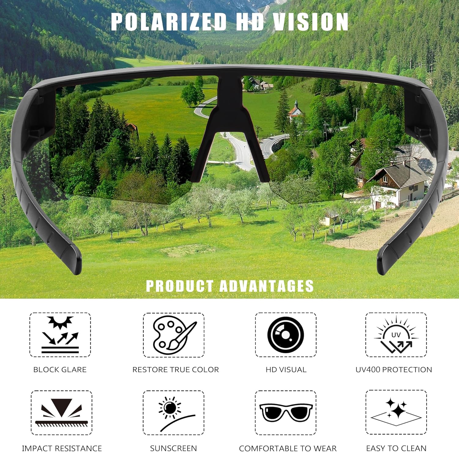 GRFISIA Polarized Fit Over Glasses Sunglasses for Men Women, UV Protection Sports Wrap Around for Driving Cycling Fishing - Image 3