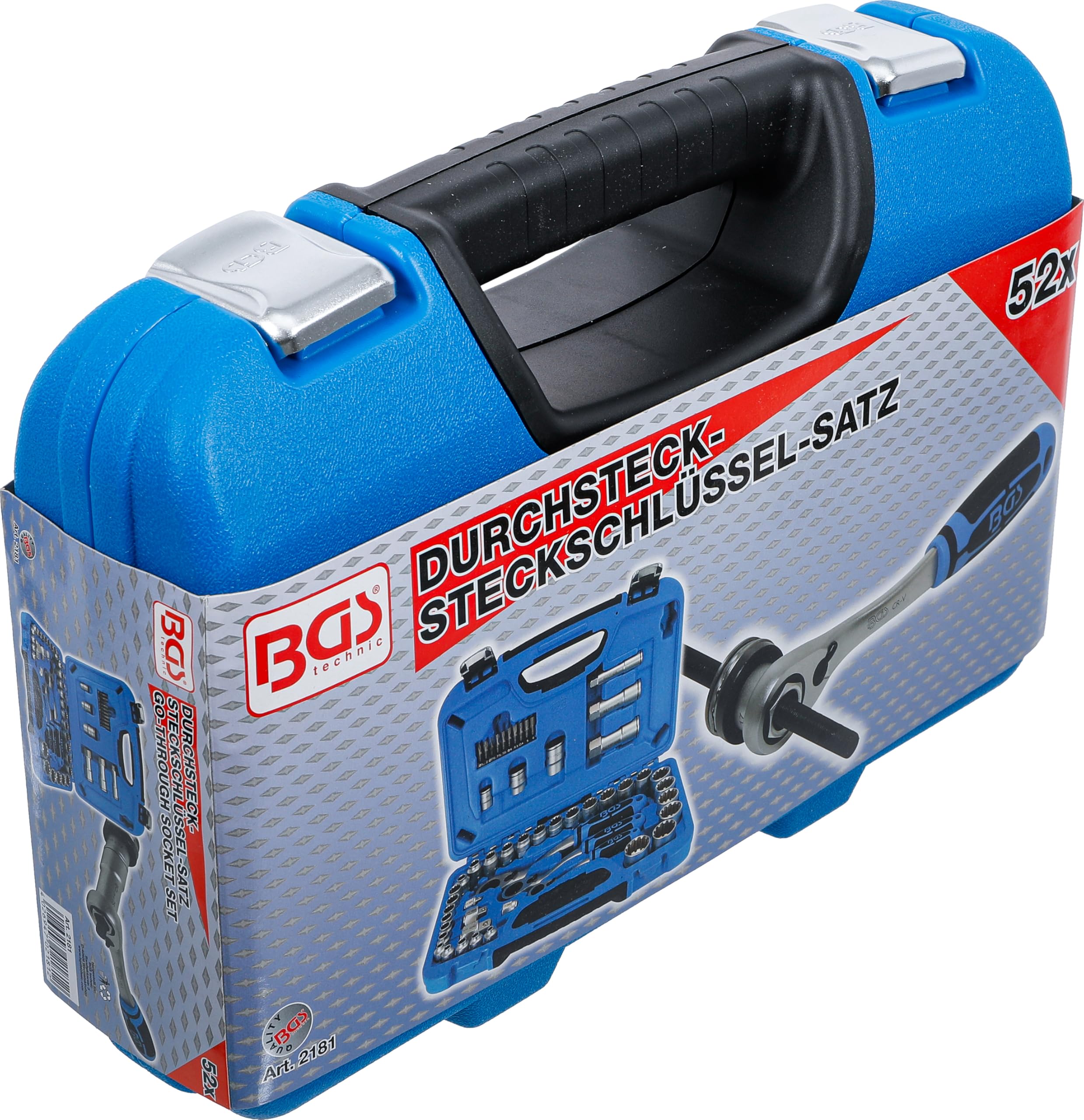 BGS 2181 | Juego de llaves de vaso con agujero pasante | Gear Lock | 4,5 - 25 mm | 52 piezas