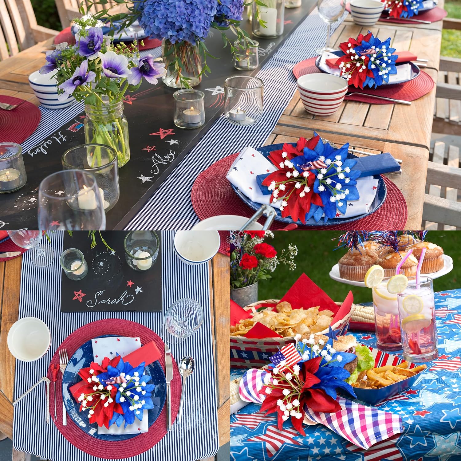 6pcs 4th of July Napkin Rings Independence Day Napkin Rings Patriotic Decor