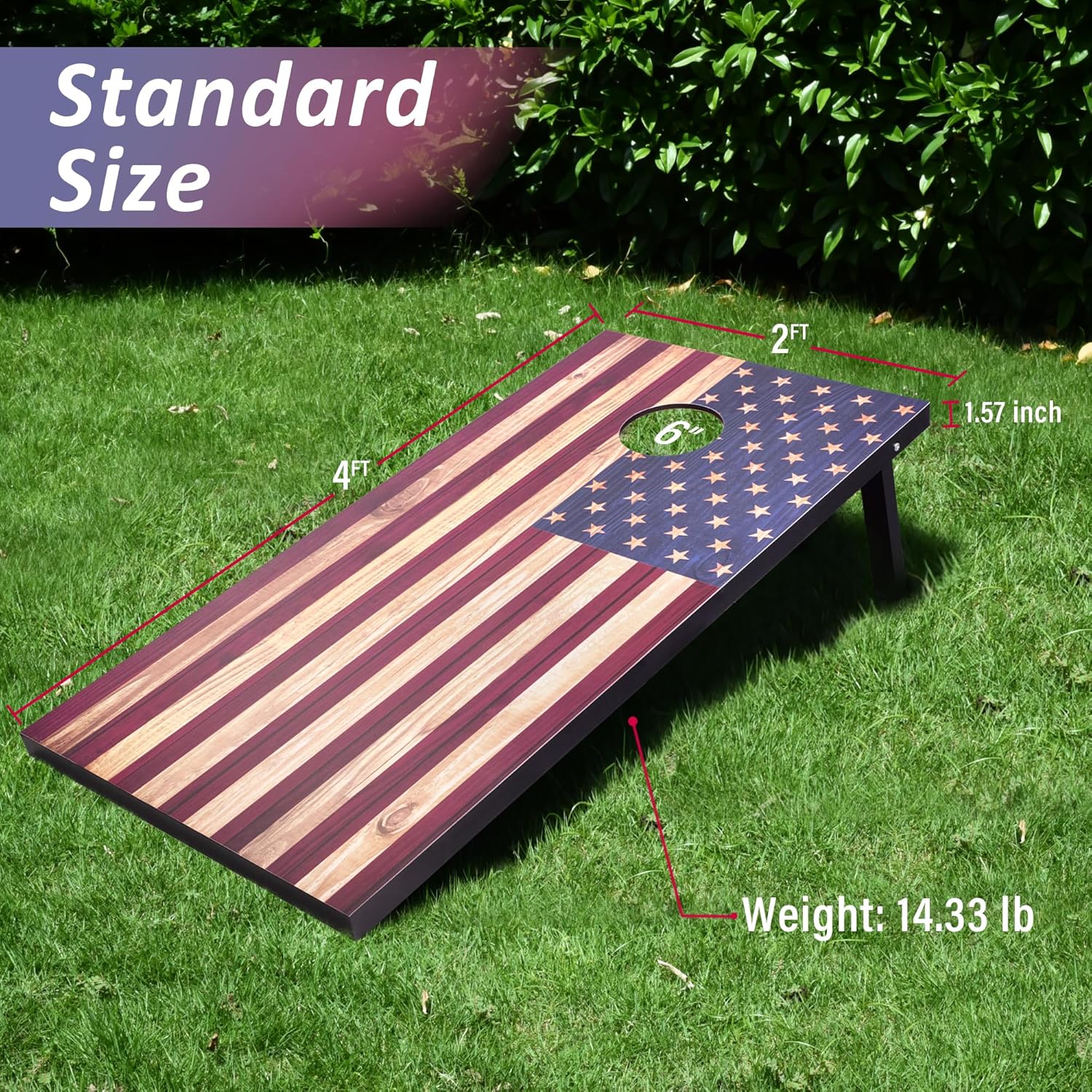 Cornhole Set, Regulation/Tailgate Size Cornhole Boards with 8 Bean Bags and Carrying Case, 4x2/3x2 Corn Hole Outdoor Game Toss Board for Adults Outside Activities 4'x2' America Flag