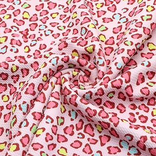 David Angie Leopard Print Bullet Textured Liverpool Fabric 4 Way Stretch Spandex Knit Fabric by The Yard for Hair Bows Headbands Making… (Pink B)