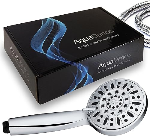 Miniatura 2 de AquaDance 3316 - Cabezal de mano de alta presión con 6 ajustes de 4 pulgadas, cara cromada con manguera para la mejor experiencia de ducha, probado