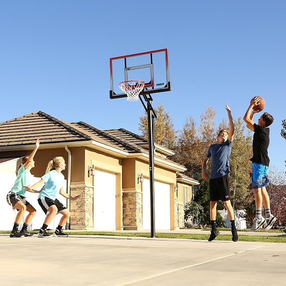 Lifetime 71799 Height Adjustable In Ground Basketball System, 50 Inch Shatterproof Backboard