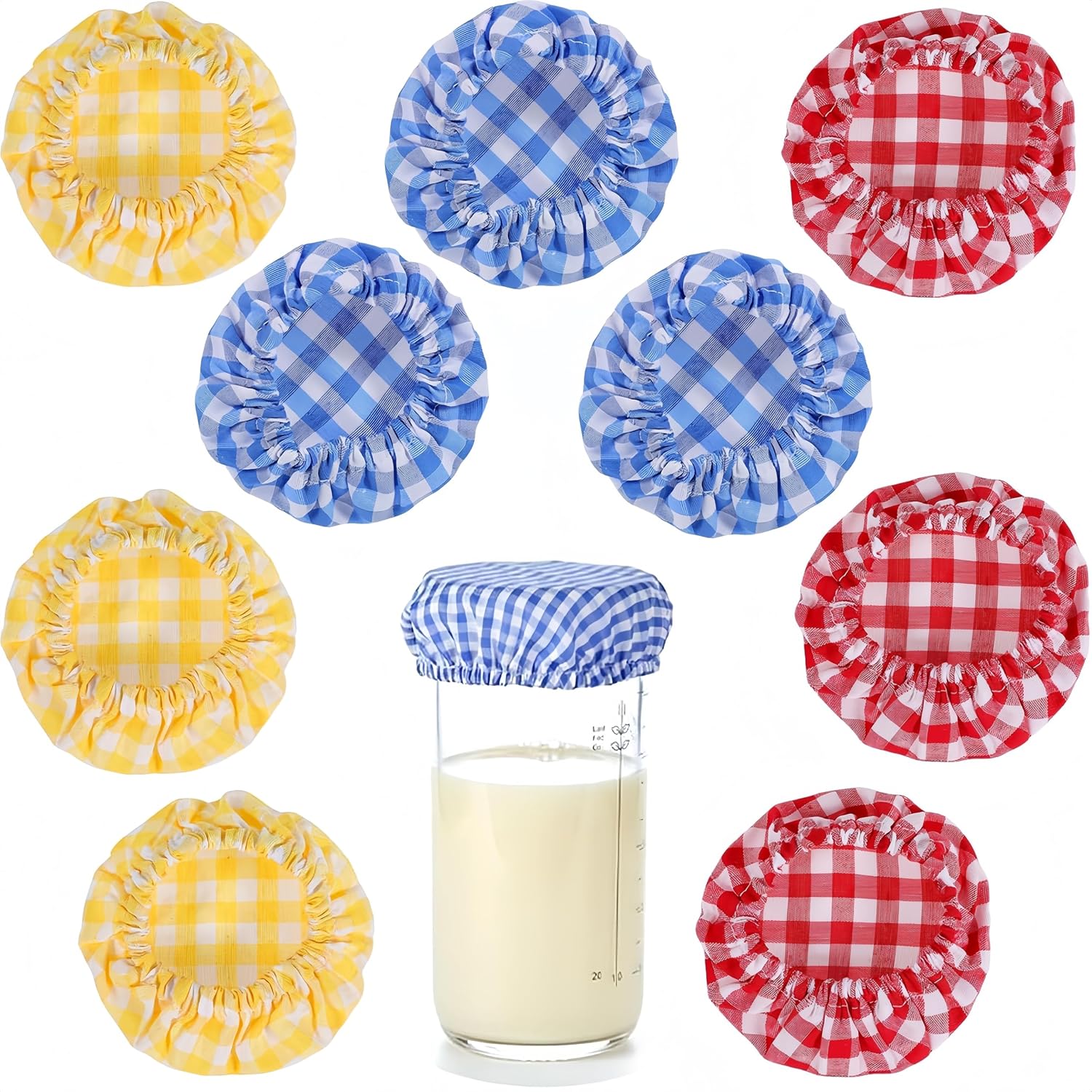 Sourdough Starter Jar Cover-9 Pack Gingham Checkered Pattern