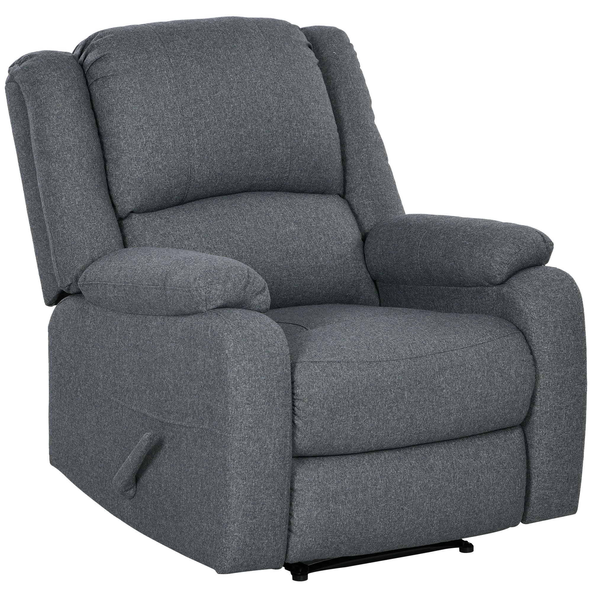 HOMCOM Relaxsessel Fernsehsessel mit Liegefunktion Liegesessel Sessel mit Verstellbarer Rückenlehne, Fußstütze TV-Sessel mit Leinenoptik für Wohnzimmer Schlafzimmer, Dunkelgrau