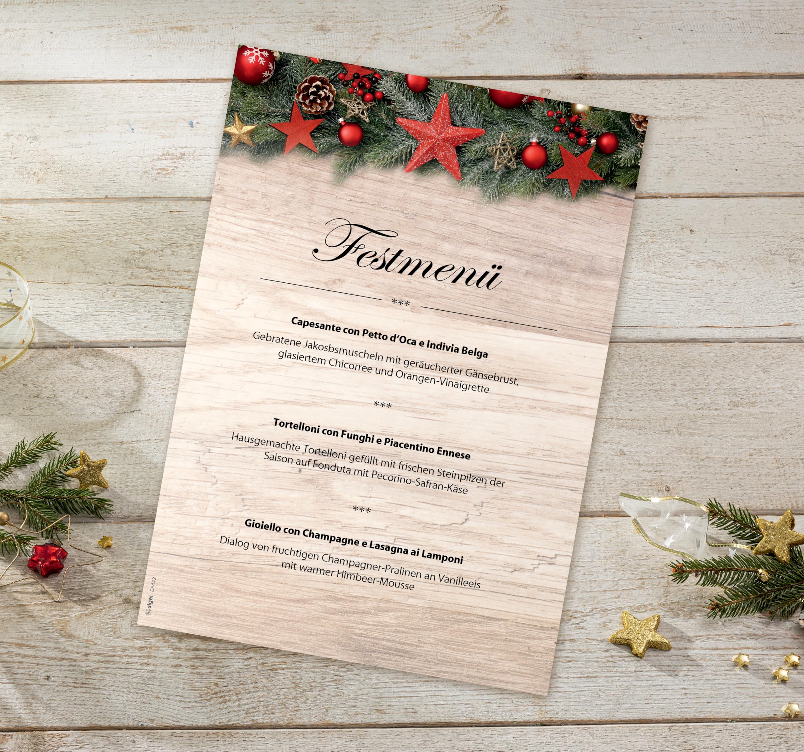 SIGEL DP442 Christmas Motif Papers "Chalet Style" - Beige, red, Green - 90 GSM - A4-100 Sheets - Image 2
