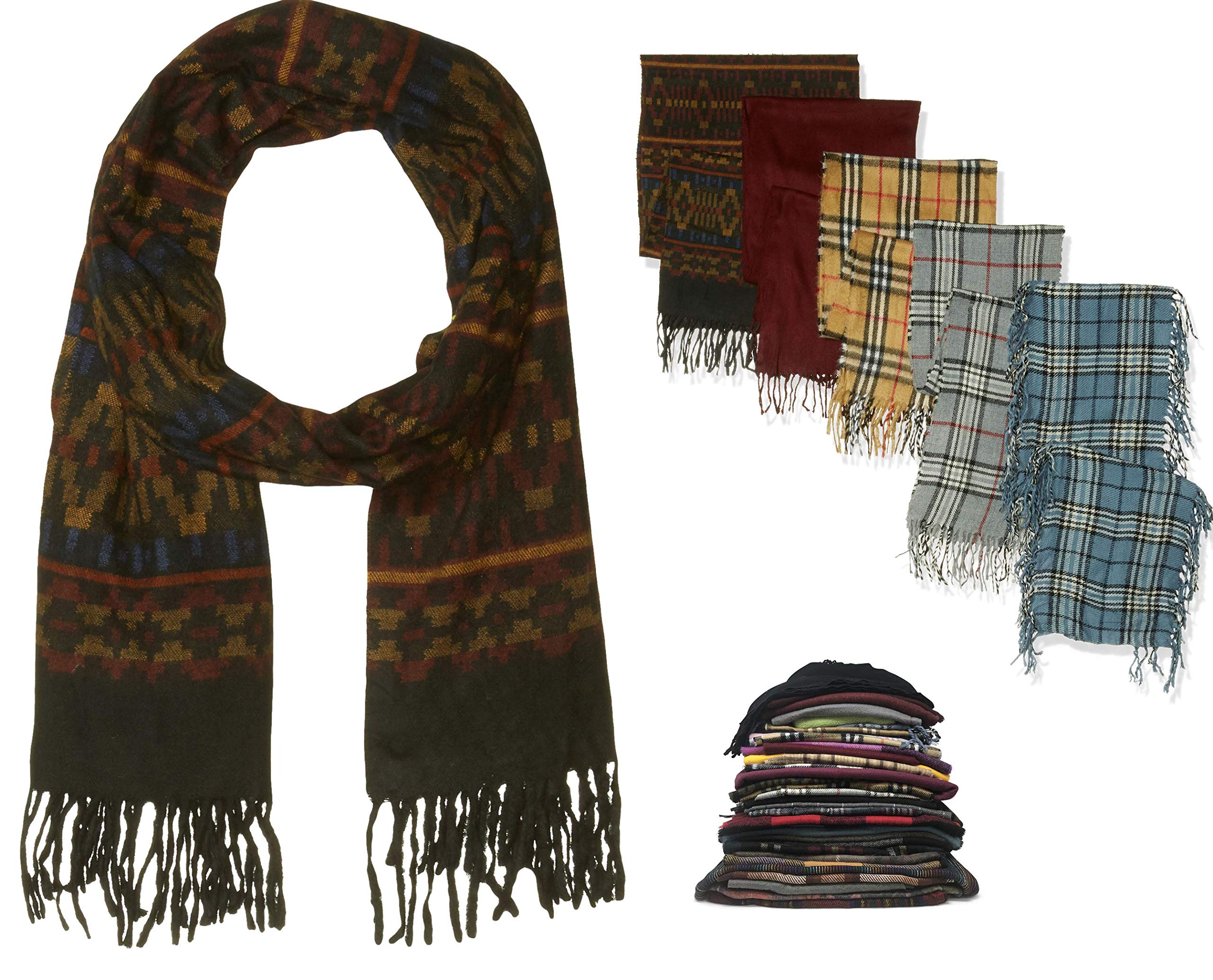 Andrew ScottMedium Weight Winter Scarf -Multi & Bulk Packs | Assorted Unisex Fashion Assorted Design Scarves