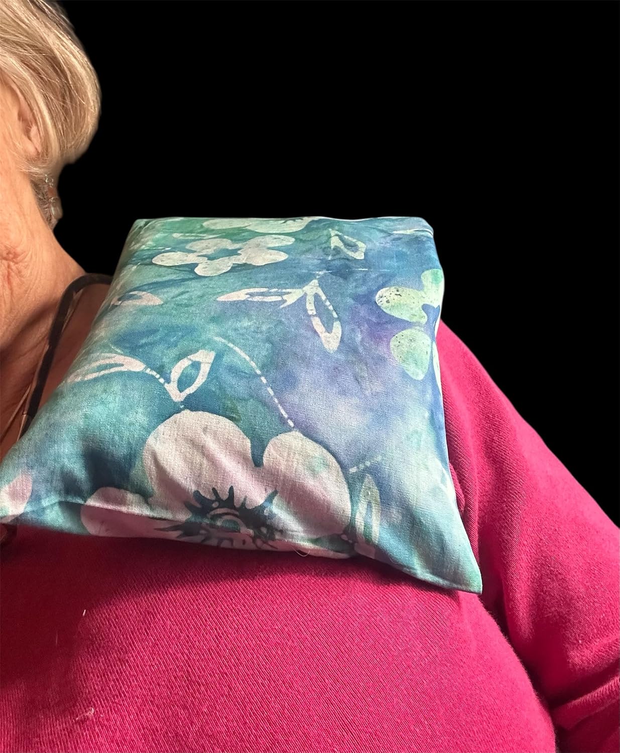 Microwave Heat Pad-Cold Pack-Buckwheat-Flaxseeds-Organic Lavender-Warming Pad-Pain Relief-Back-Neck-Shoulders-Hips-Knees-Cramps-Removable Cotton Batik Cover