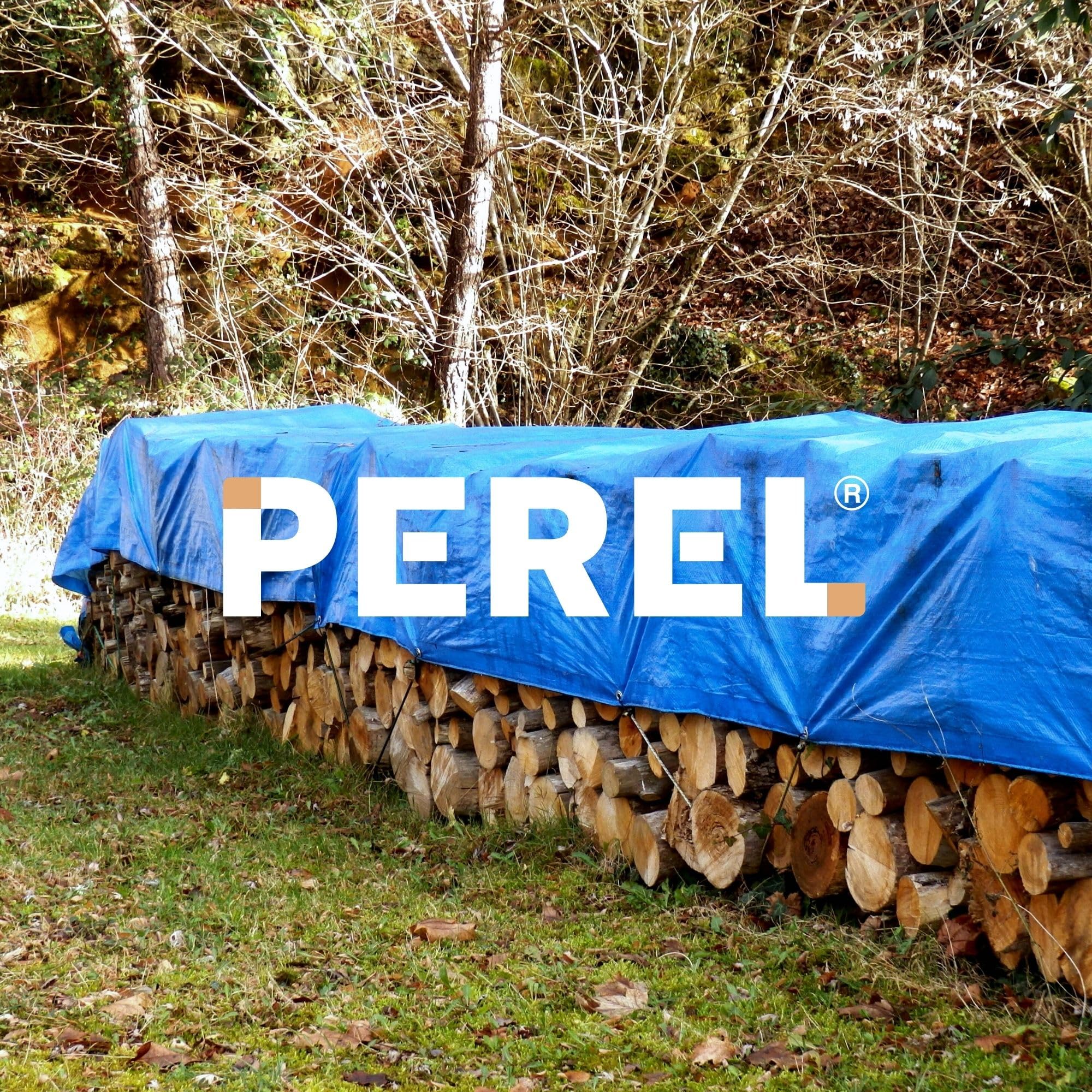 Perel Lona 5 x 8 m, poliéster Extra Resistente 140 g/m², Lona Rectangular con 26 Ojales y Esquinas reforzadas, para Muebles de jardín, Madera, Remolque