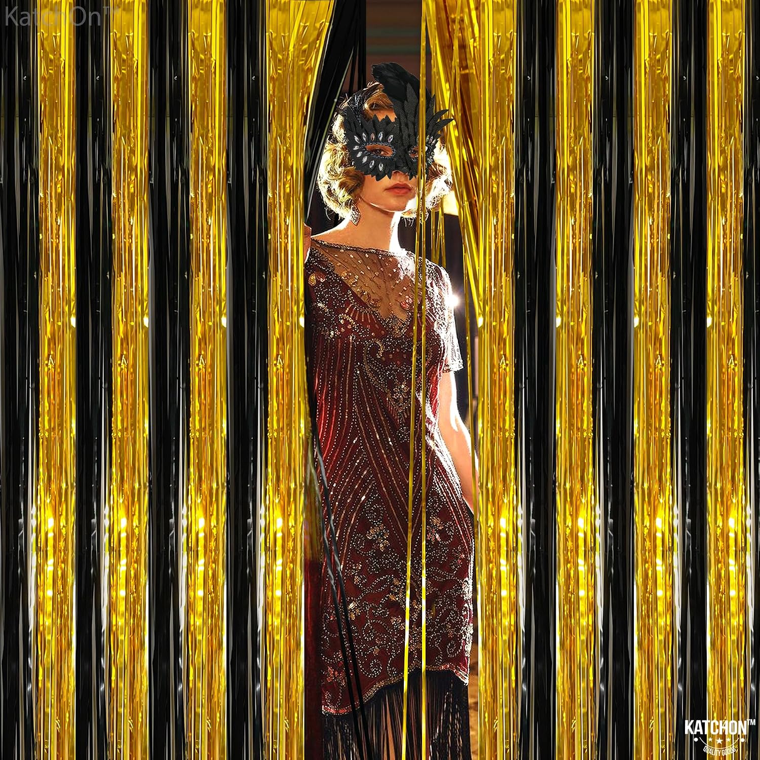 KatchOn, Black and Gold Congrats Grad Banner XtraLarge Black and Gold Streamers | XtraLarge, 72x44 Inch | 3.2x8 Feet, Pack of 2 | Graduation Backdrop for Graduation Decorations Class of 2026