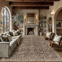 HUGEAR Brown 8x10 Area Rugs for Living Room Vintage Washable Rug