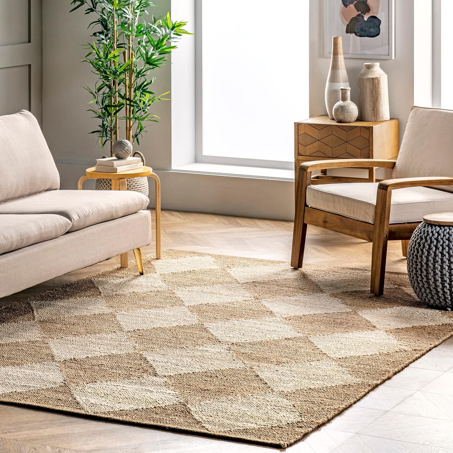 nuLOOM Maxwelle Flatweave Diamond Trellis Jute Accent Rug, 3' x 5