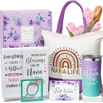 Grandma Gifts Nana Mothers Day Gifts for Grandma from Granddaughter Grandchildren Grandkids, Best Nana Gift Basket Grandmother Birthday Gift for Gigi New Grandmother with 20oz Tumbler Canvas Tote Bag