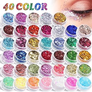 AROIC 40 Colors Body Glitter, Hair Glitter for Kids Women Makeup, Glow i...