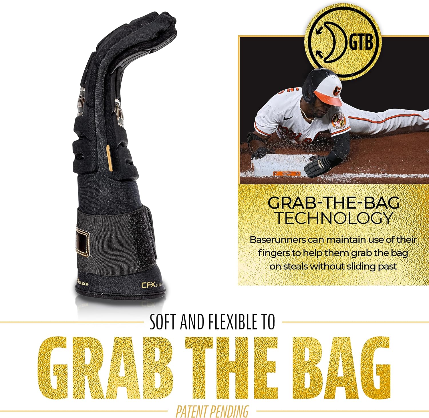 Franklin Sports MLB Baseball + Softball Sliding Mitt - CFX PRT Adult + Youth Protective Baserunning Sliding Gloves - Left + Right Hand Mitt - Hand + Wrist Protector for Running - Kids + Adults Sizes