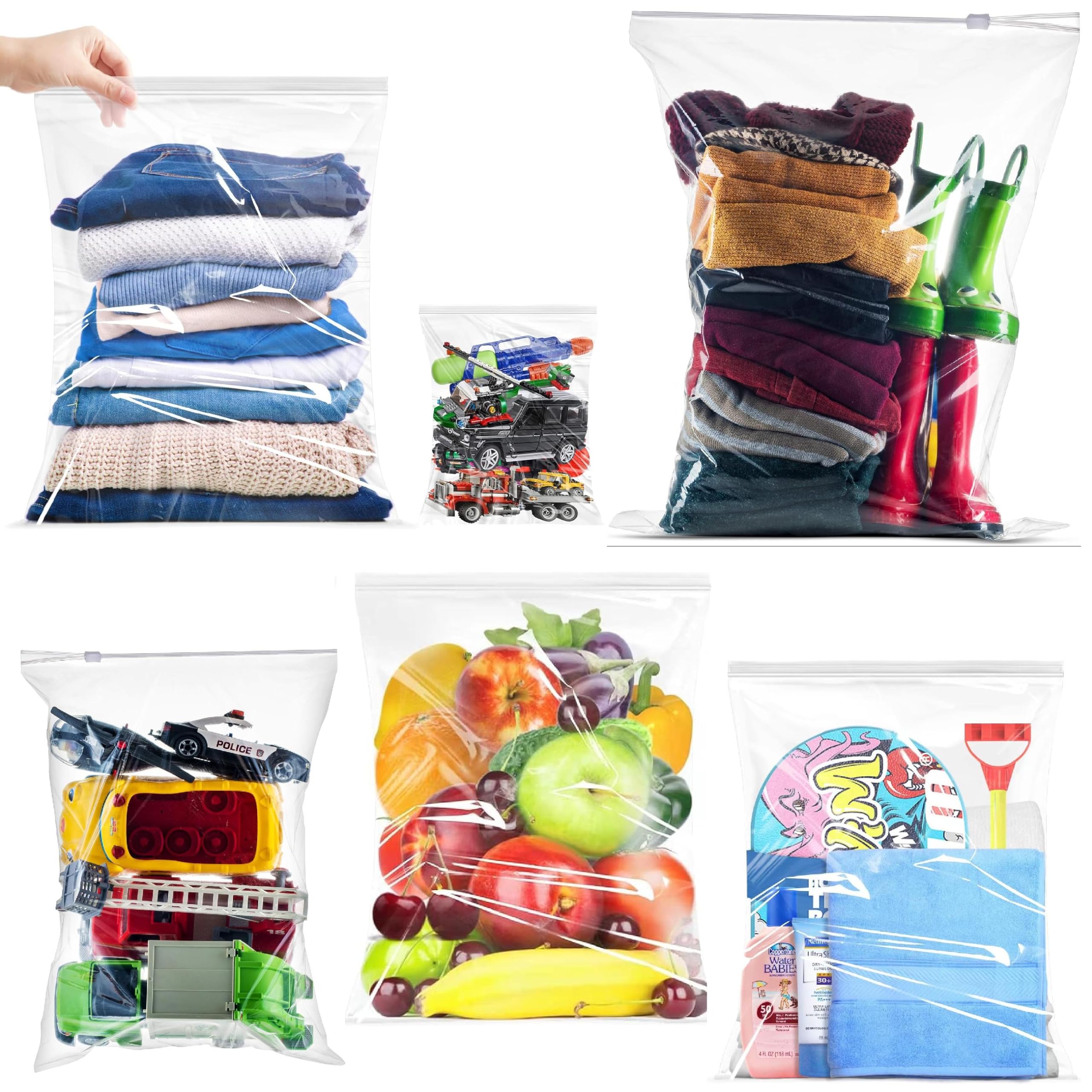 Lot de 50 grands sacs à fermeture coulissante au format DIN A3 - 320 x 440 mm - 60 µm d'épaisseur - Qualité supérieure - Refermables - Convient à un usage alimentaire (50)