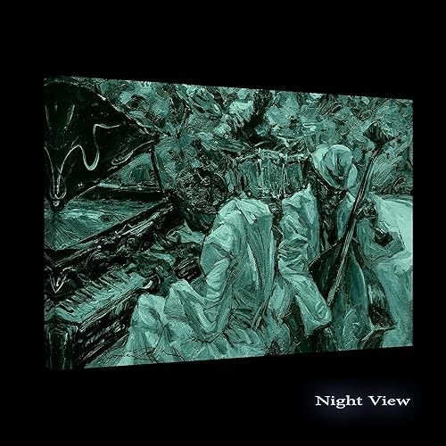 Miniatura 2 de Startonight Lienzo decorativo para pared, pintura musical de orquesta de jazz naranja, impresión grande para sala de estar, 32 x 48 pulgadas Top de