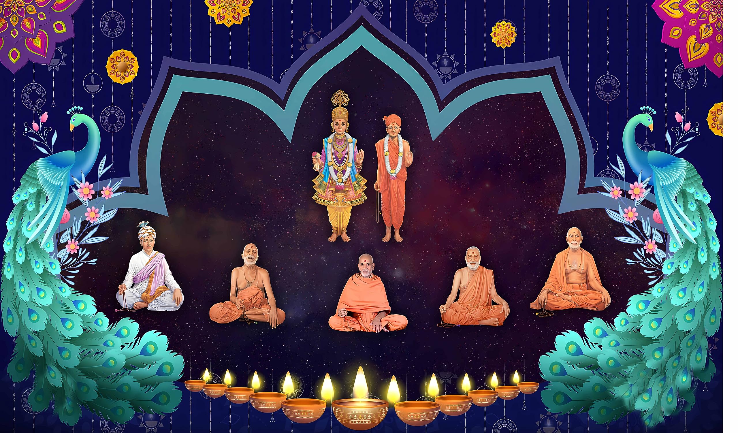 Ashvath Fashion BAPS sanstha Swaminarayan Bhagwan with Gunatitanand Swami Pramukhswami Maharaj Design Backdrop Curtain for Pooja Decoration Fabric-Polyster Size-5Feet Height and 8Feet Width(5 * 8) (B0CCMSVBQQ) Amazon Price History, Amazon Price Tracker