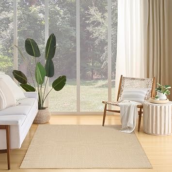 Nourison Home Courtyard Natural 5 x 7 Area Rug - Easy Clean, Non Shedding, Bed Room, Living Room, Dining Room, Kitchen 5 x 7
