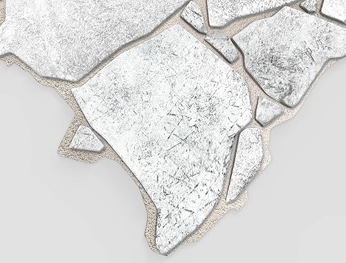 Miniatura 5 de Dundee Deco Panel de pared 3D de PVC de piedra sintética blanca y gris, 3.2 pies x 2.1 pies (38.6 in x 24.8 in), decoración de paneles de pared de