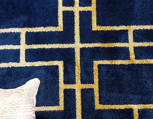Miniatura 5 de Unique Loom Marilyn Monroe Glam Collection - Alfombra decorativa (7 pies 1 pies x 10 pies, rectangular, azul marino doradodorado)