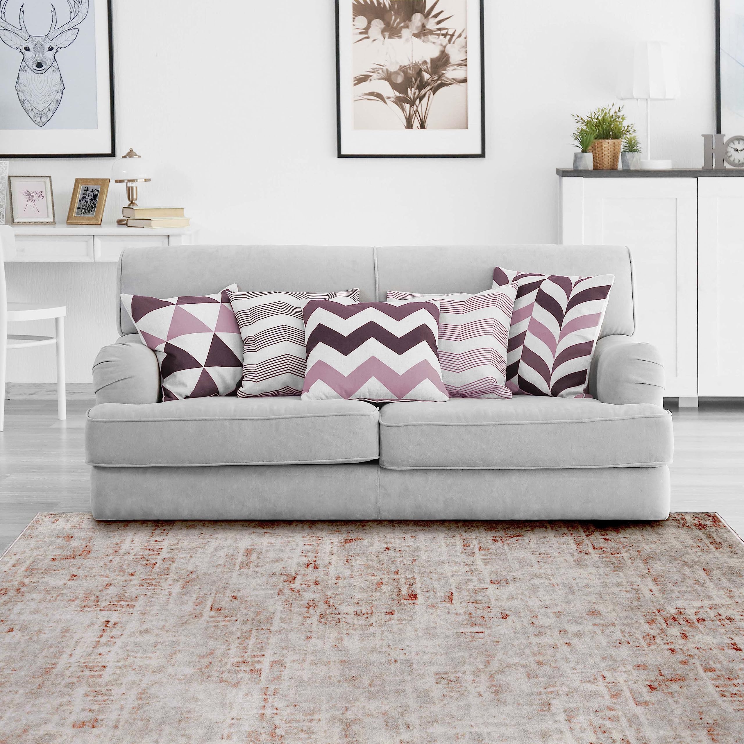 superior indoor area rug, cotton backing, soft rugs for living room, kitchen, dining, office floors, bedroom, entry, dorm, modern abstract decor, home essentials, acer collection, 9' x 12', rust