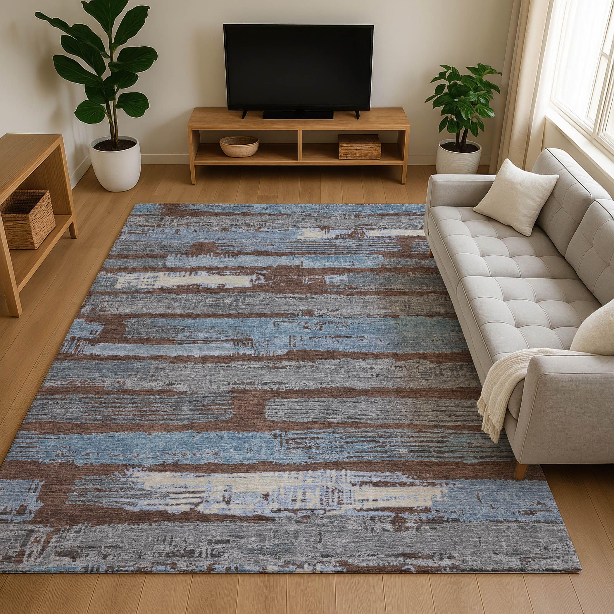 Addison Rugs Mayfield AMF1665 Chocolate 5' x 7'6" Indoor Premium Machine Washable Rug, Silky Soft, Easy Clean, Non Shedding, Bedroom, Living Room,