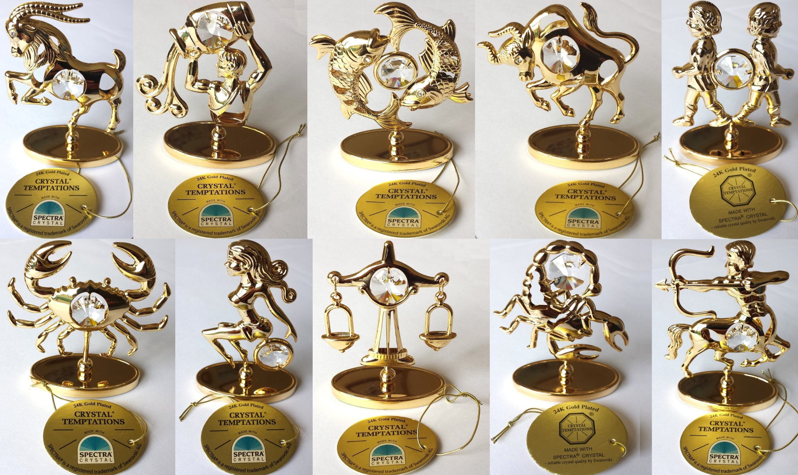 CRYSTAL TEMPTATIONS スワロフスキー　オブジェ Spectra Swarovski Crystals 24K Gold Plated - Zodiac Star Sign