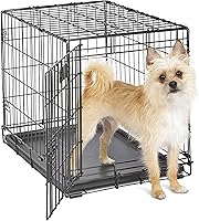 MidWest iCrate 24-Inch Folding Dog Crate for Small Breeds - Divider Panel, Leak-Proof Tray, Secure Paw Block Latches, Portable Metal Kennel