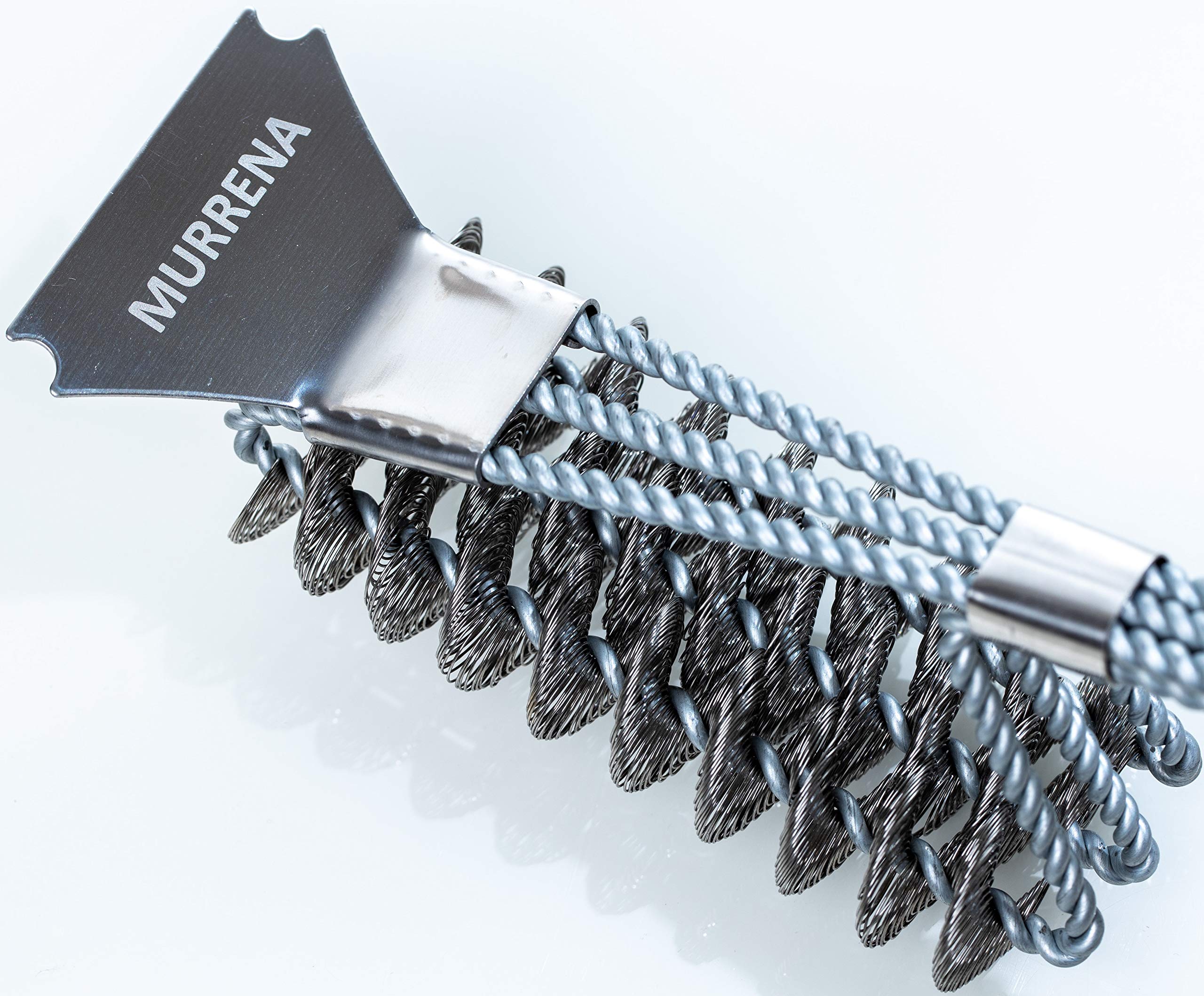MURRENA Barbecue brush scraper grill cleaning bristle-free grill brush secure 18 "stainless steel grill accessory cleaner for Weber gas charcoal porcelain ceramic iron steel grill