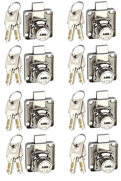 Met Craft Zinc Dimple Multipurpose Lock with 2 Dimple Key Pack of 8