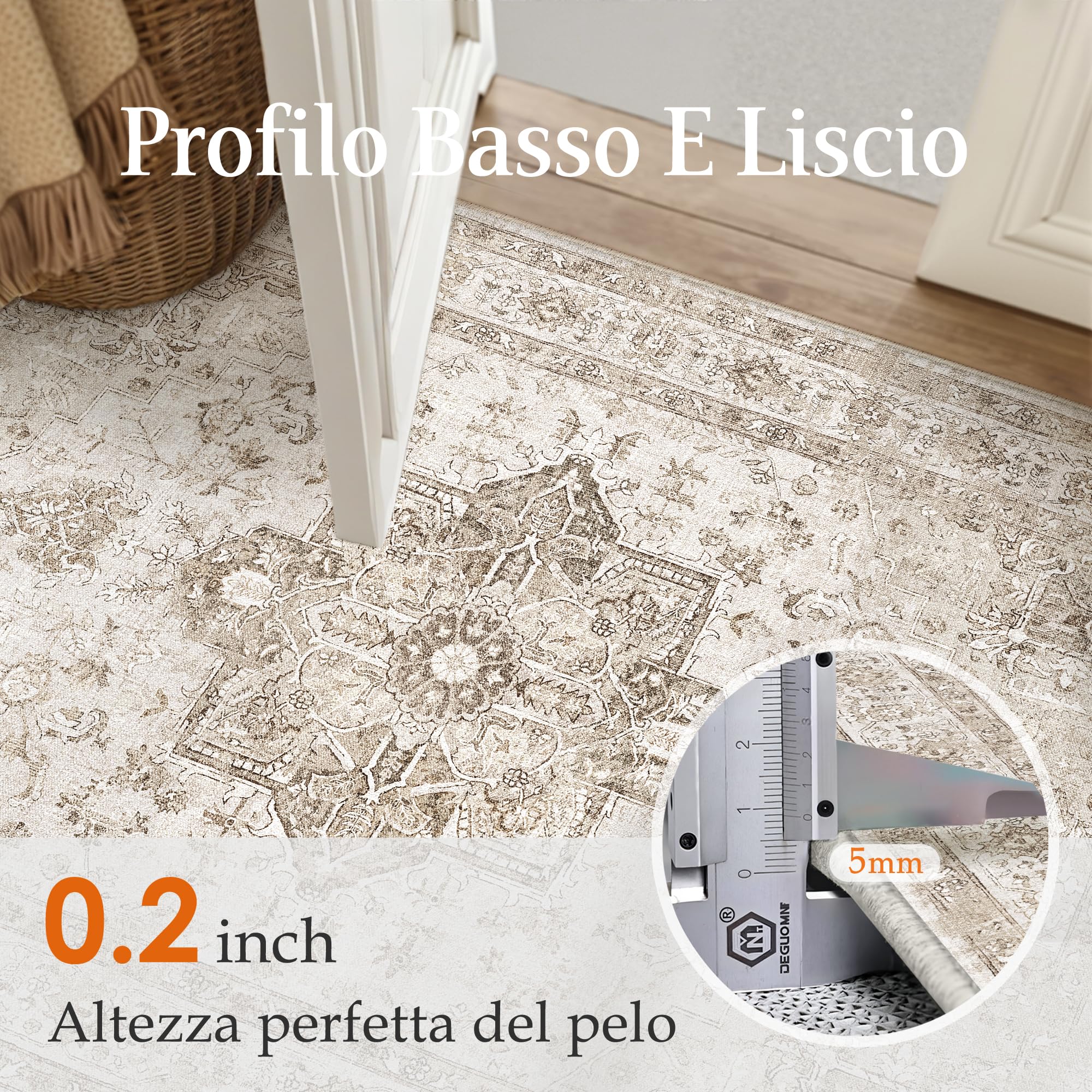 PureCozy Tappeto Salotto 120x170cm Beige Lavabili in Lavatrice