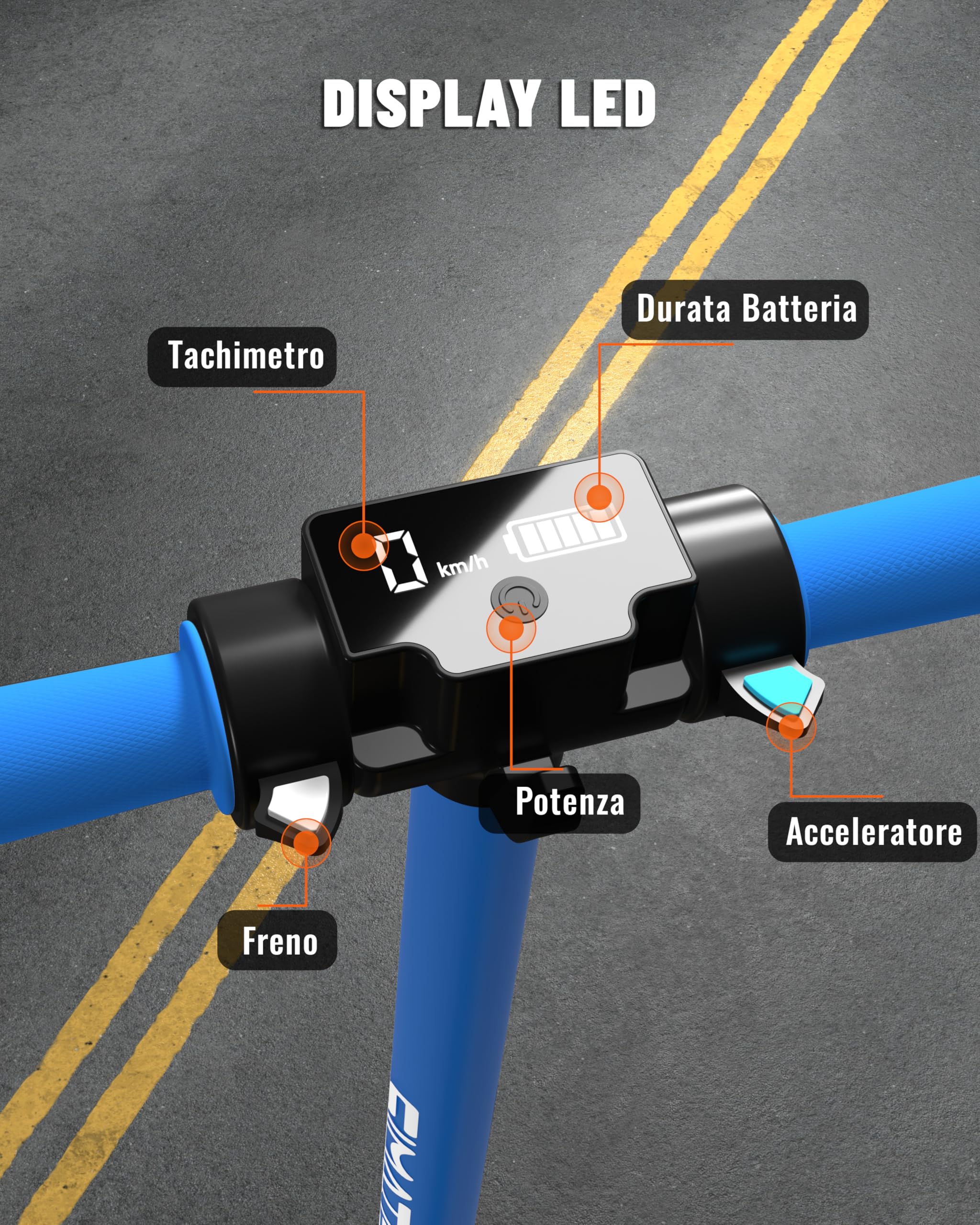 Monopattino Elettrico 6.5'' per Bambini 6-12 Anni, Pieghevole, Autonomia 5-8KM, Display LED, Regalo