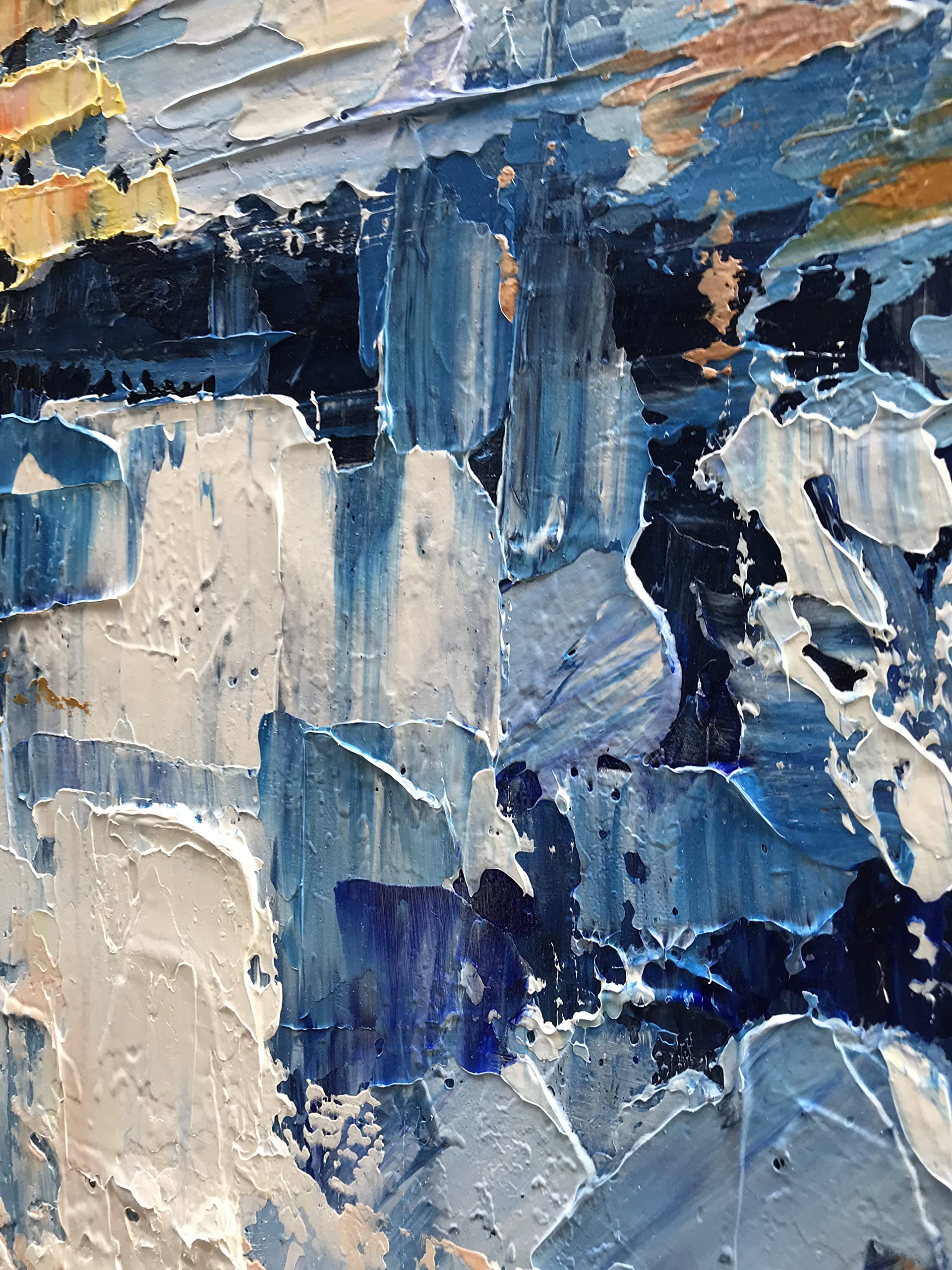 Amazon.com: 藍色抽象油畫畫布28 x 40 英吋(約71.1 x 101.6 公分