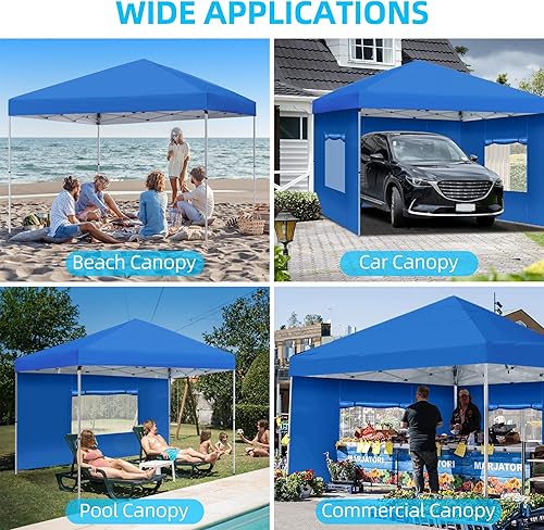 Miniatura 7 de DWVO Tienda de campaña desplegable de 10 x 10 pies con 4 paredes laterales extraíbles, toldo al aire libre fácil de instalar con 3 ventanas de