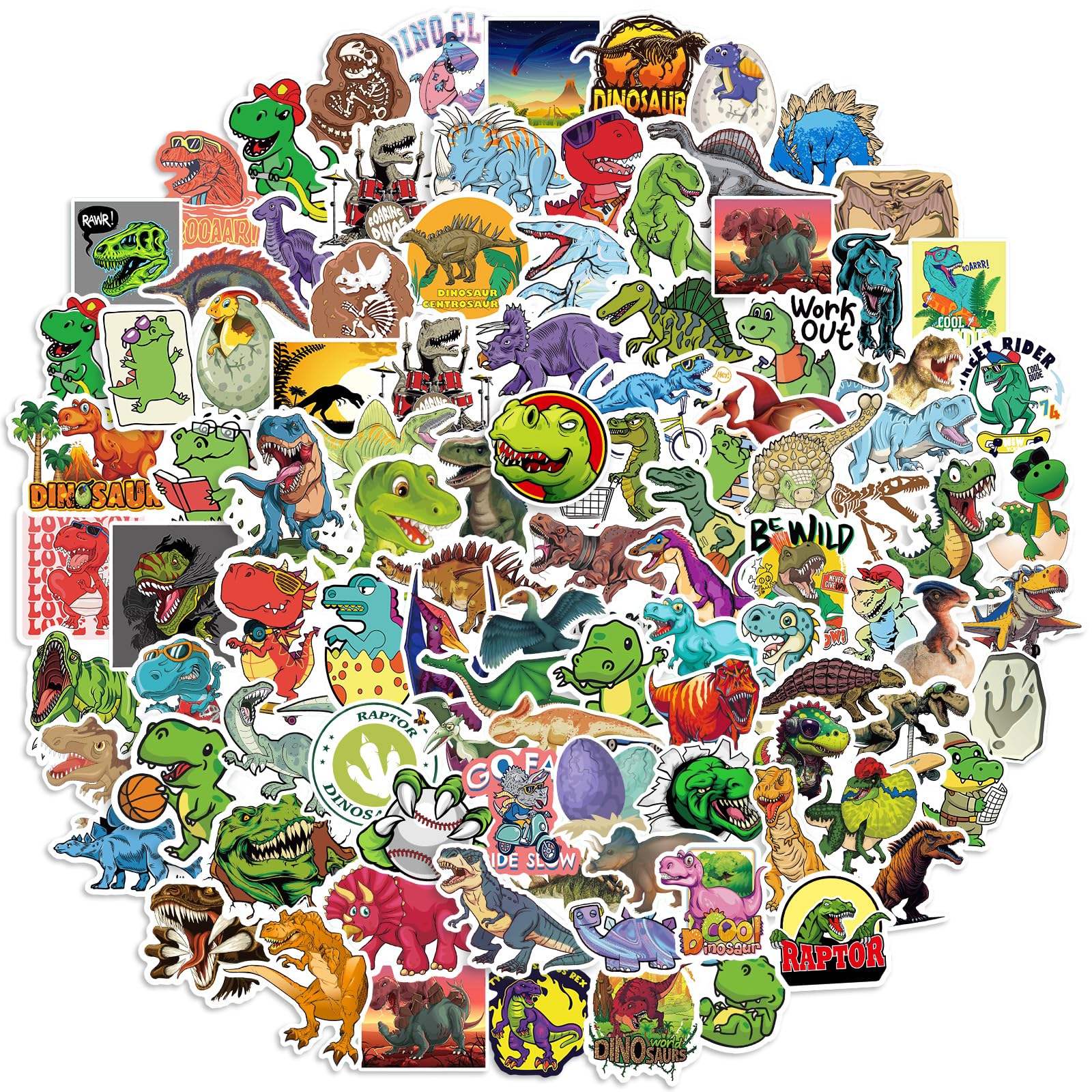 Pack De 100 Pegatinas De Dinosaurios – Impermeables Y Reutilizables – Ideales Para Decorar Portátiles, Botellas Y Bicicletas